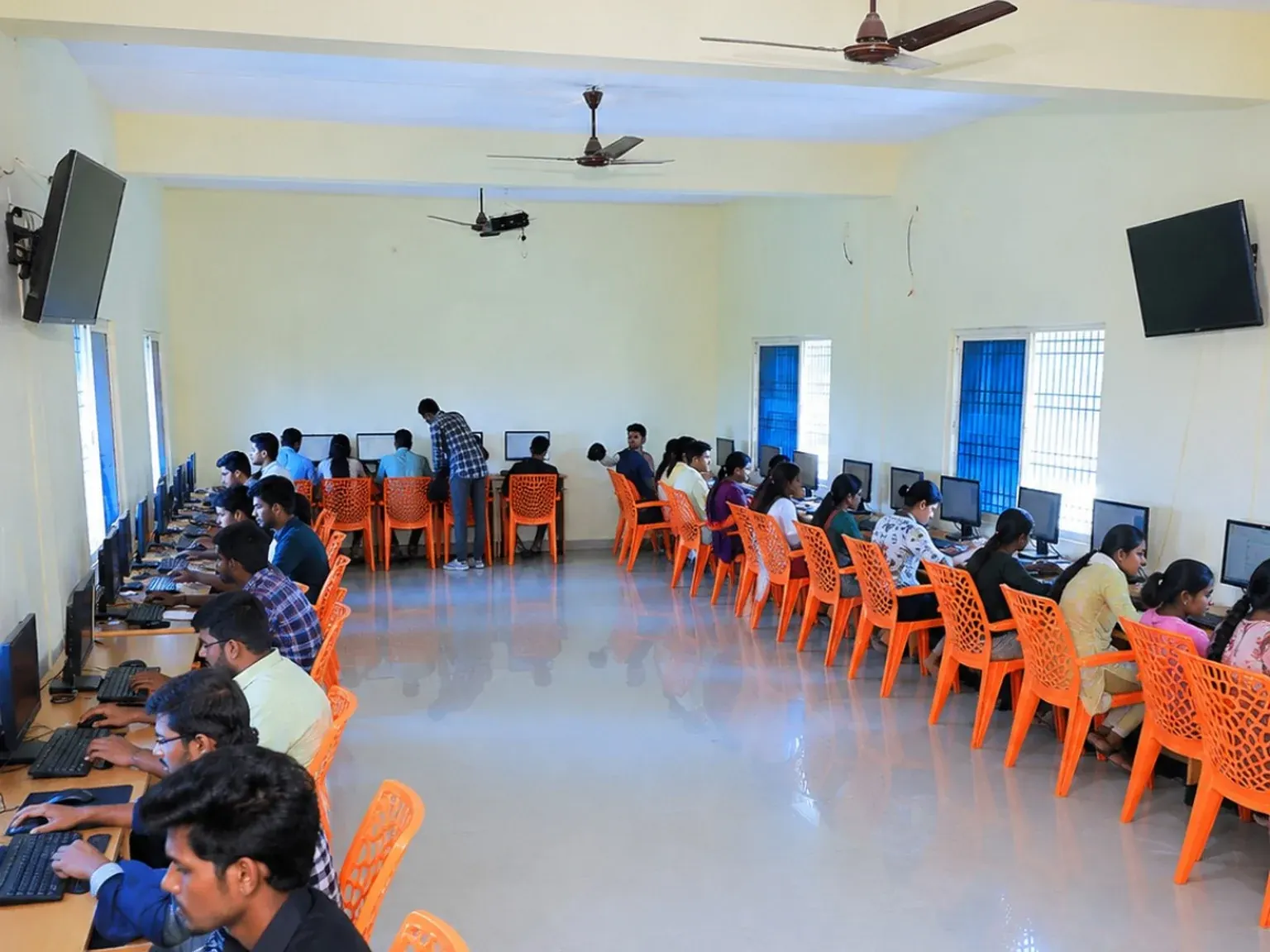 B.Sc Computer Science students working in the Blue Moon Degree College computer lab