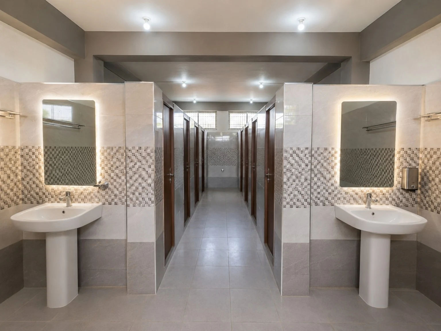 Clean hostel washroom facilities at Blue Moon