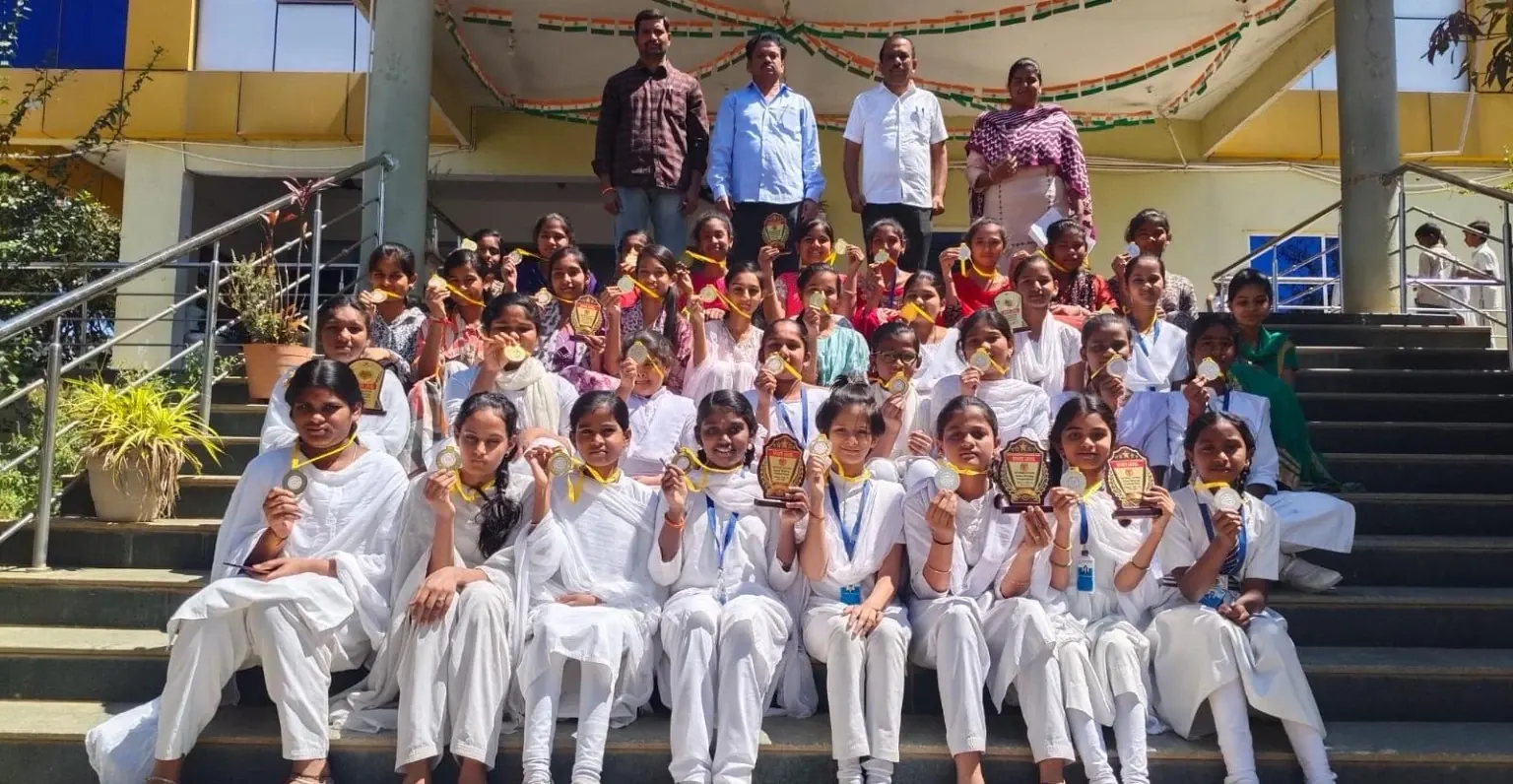 Blue Moon students with medals and trophies