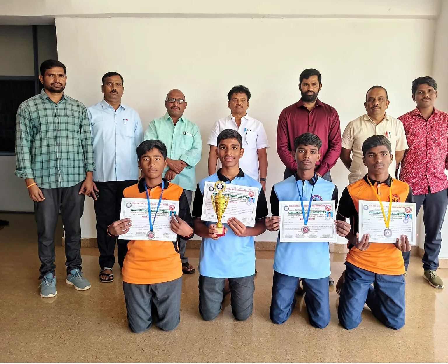 Blue Moon students with certificates for national level Goal Shoot Ball
