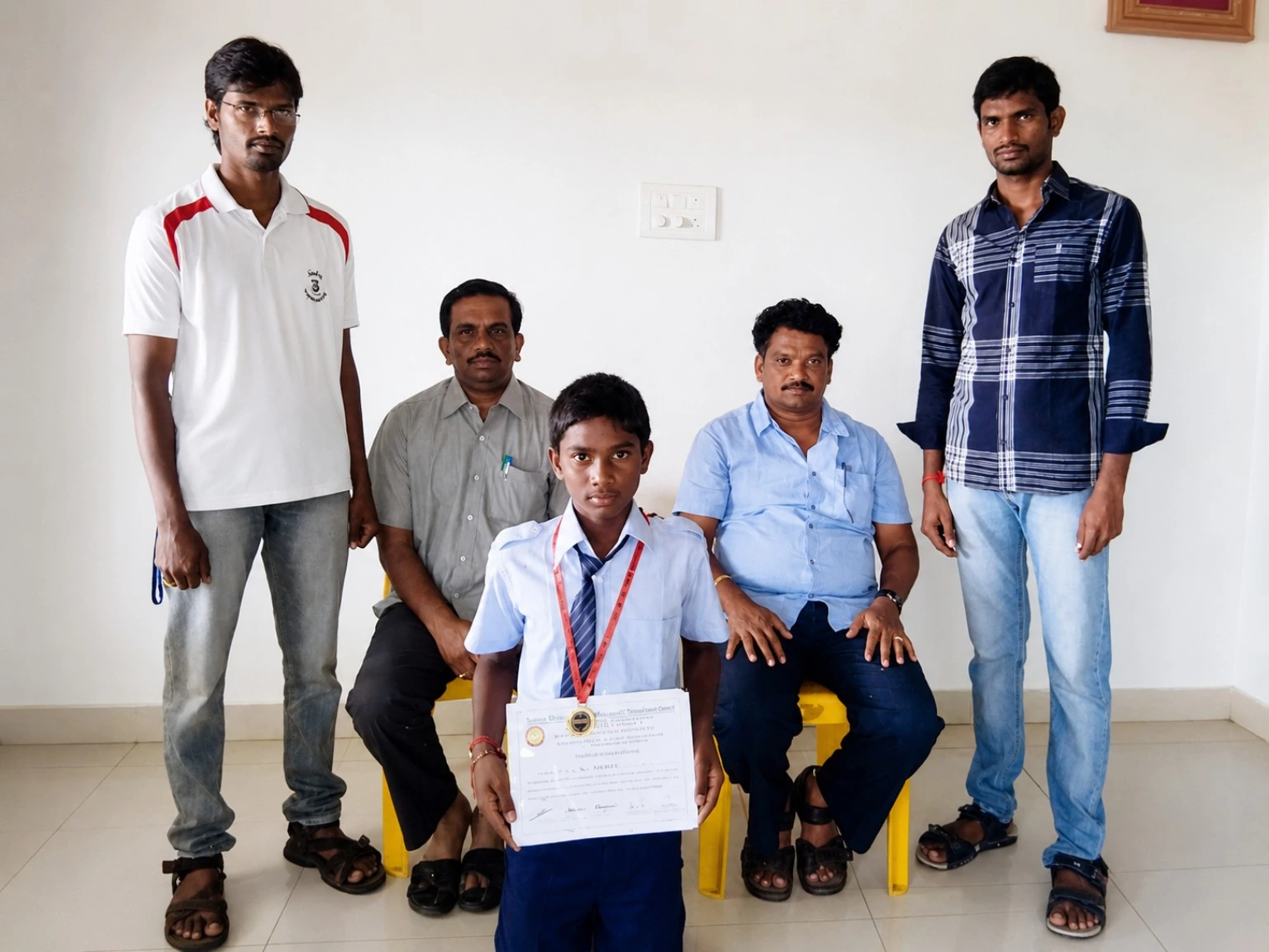 Blue Moon student with medal and certificate for National Level Tennis Ball Cricket Jammu and Kashmir